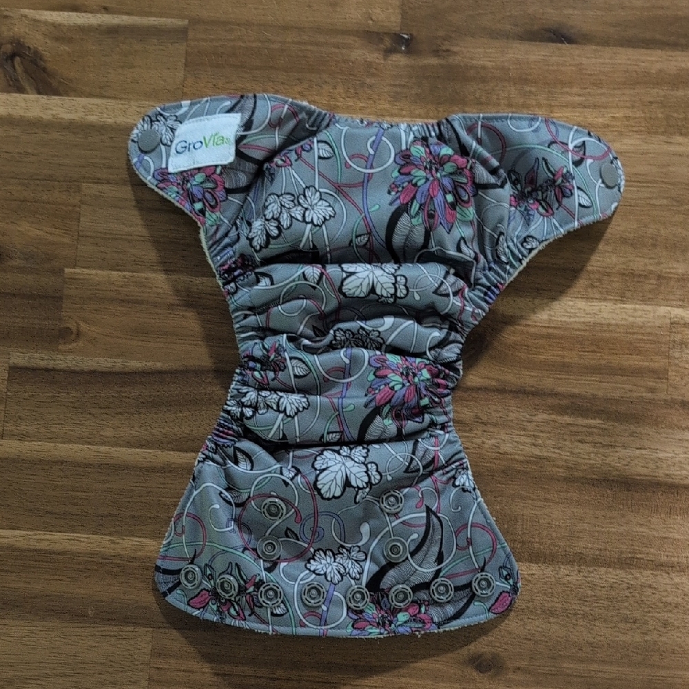Newborn All In One GroVia Floral Cloth Diaper